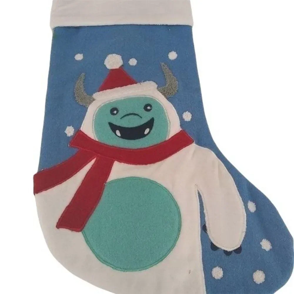 Abominable Snowman Monster Christmas‎ Stocking Blue White